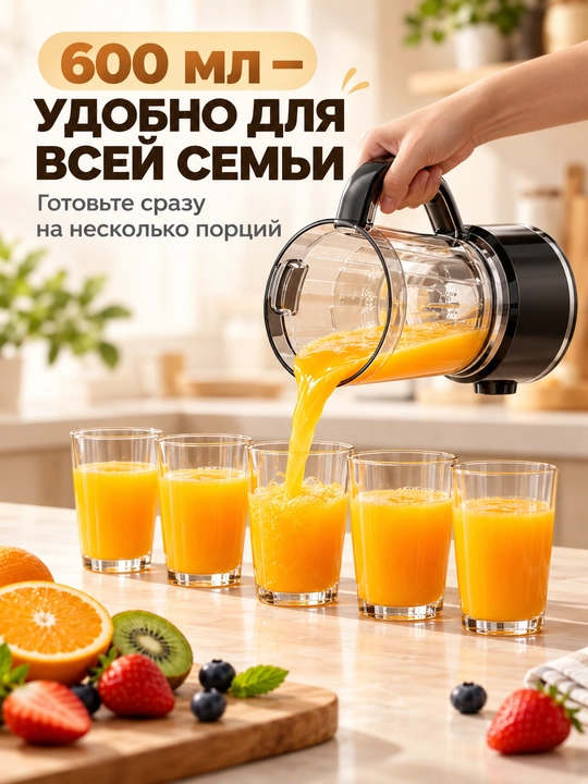 Smuzi va kokteyllar uchun simsiz portativ blender, 600 ml, 12 ta tig‘