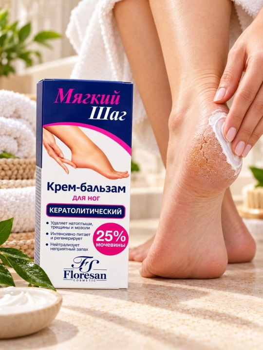 Бальзам для ног с мочевиной 15%, увлажняющий и смягчающий, для сухой кожи и пяток - 