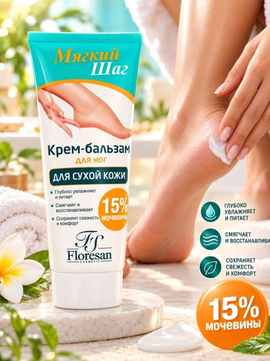 Бальзам для ног с мочевиной 15%, увлажняющий и смягчающий, для сухой кожи и пяток