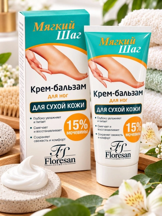 Бальзам для ног с мочевиной 15%, увлажняющий и смягчающий, для сухой кожи и пяток