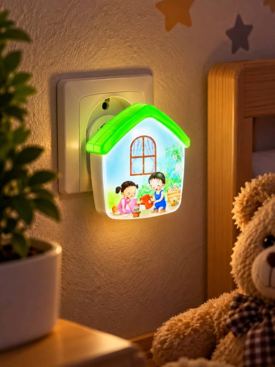 Детский LED ночник в розетку, светильник в форме домика, ночная лампа для спальни - 