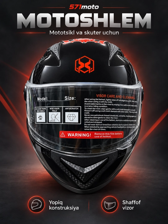 AXK ikki vizorli motoshlem — mototsikl va skuter uchun - 