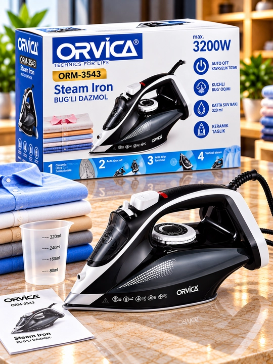 Утюг паровой ORVICA ORM-3543, 3200 Вт, керамическая подошва, автоотключение - 
