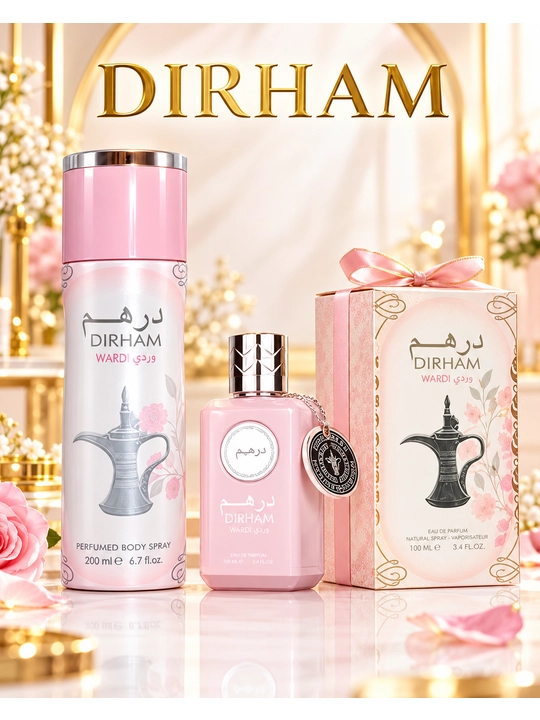 Dirham ayollar uchun parfyumeriya to'plami, ayollar uchun atir, 100 ml, dezidarant 200 ml - 