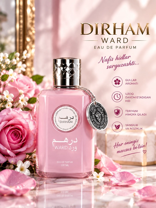 Dirham ayollar uchun parfyumeriya to'plami, ayollar uchun atir, 100 ml, dezidarant 200 ml