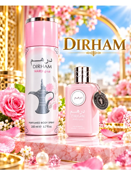 Dirham ayollar uchun parfyumeriya to'plami, ayollar uchun atir, 100 ml, dezidarant 200 ml