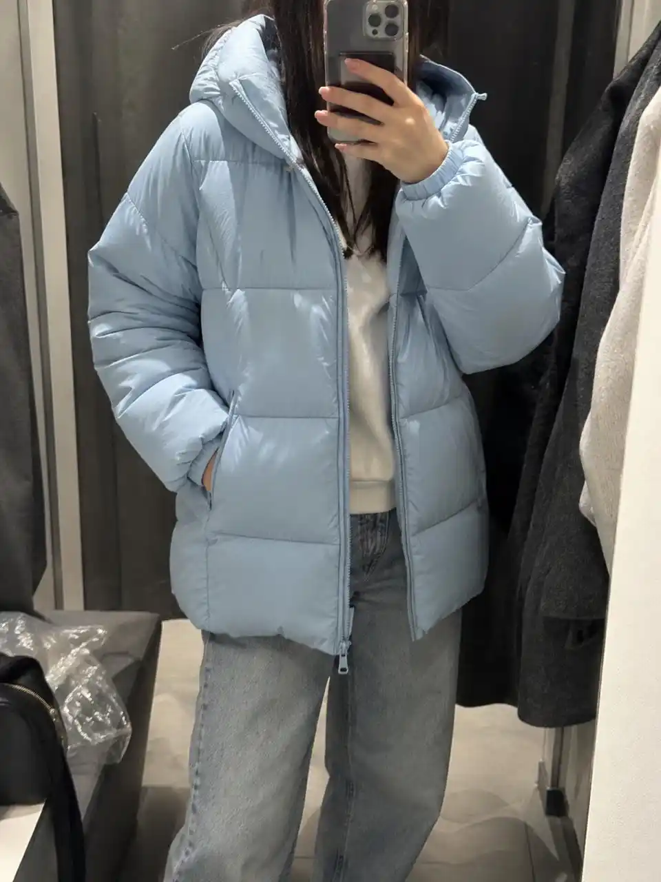 Ayollar uchun qishki kurtka, kapyushonli issiq puxovik, oversayz S–XL, -20°C gacha