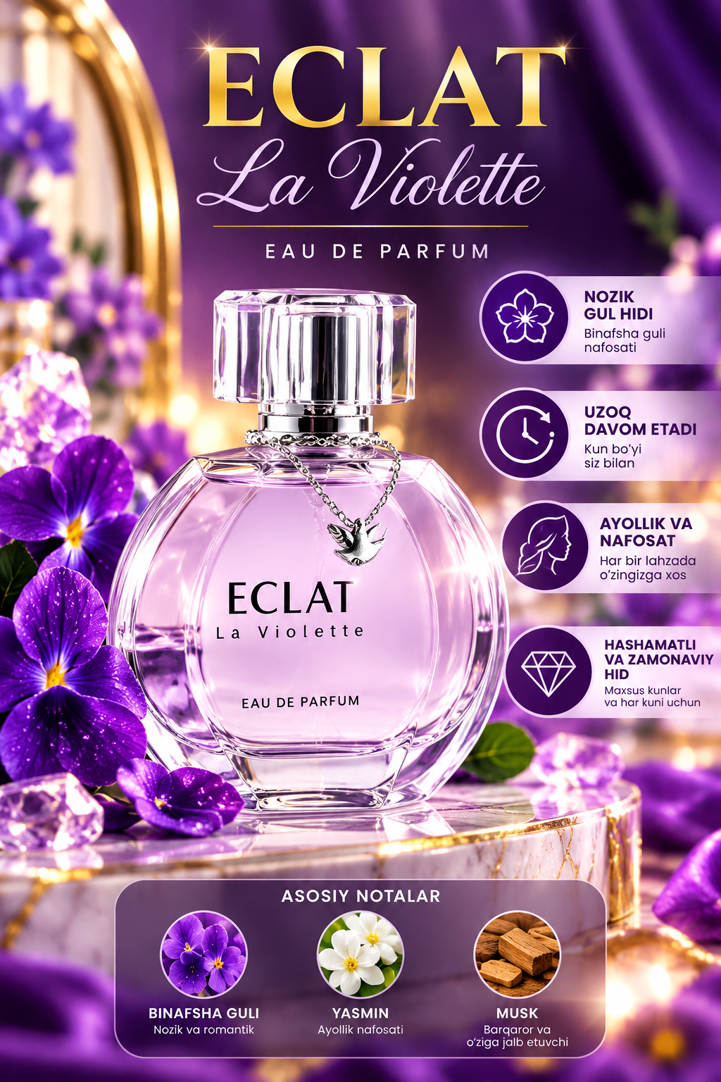 Eclat, Ayol va qizlar uchun prafyumeriya to'plami, Ayollar atiri 100ml, dezodarant 200 ml