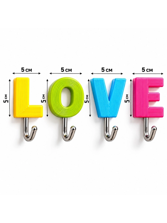 Крючки самоклеящиеся LOVE — стильный декор и удобное хранение, набор 4 шт