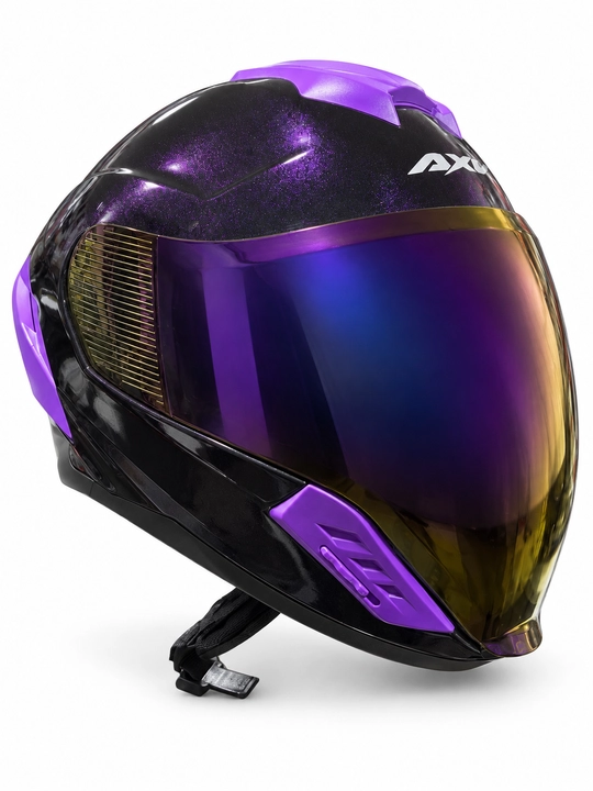 AXK 905 motoshlem — mototsikl va skuter uchun, qora-binafsha rangli vizorli kaska