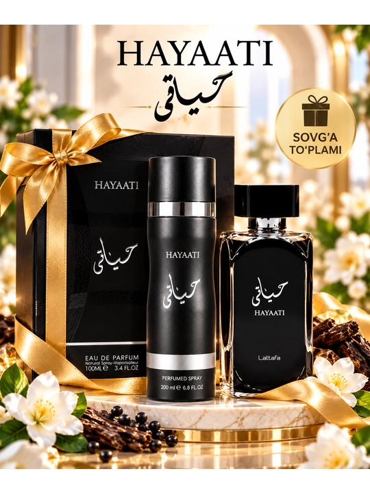 Erkaklar uchun hayati parfum to'plam, Hayati atir 100ml, dezodarant 200 ml, erkaklar uchun - 