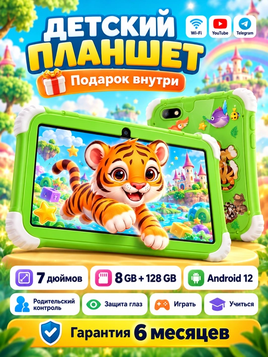 Детский планшет для развлечения, развивающий, Android - 