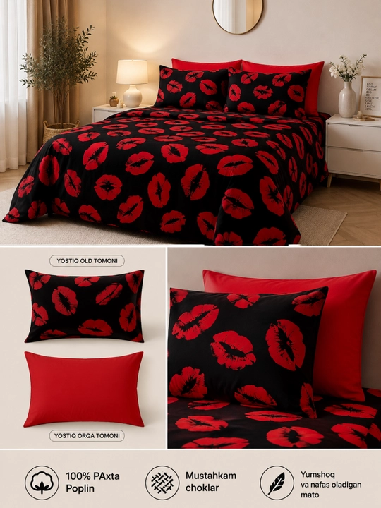 50x70 sm o‘lchamdagi yostiq jildlari to‘plamda, 2 dona, 100%  paxta poplin