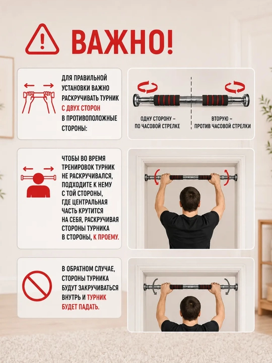 Devor va eshik orasidagi turnik, olinadigan, 120 kg gacha