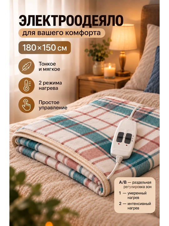 Электропростынь, электрическое одеяло, электроматрас,плед с подогревом - 