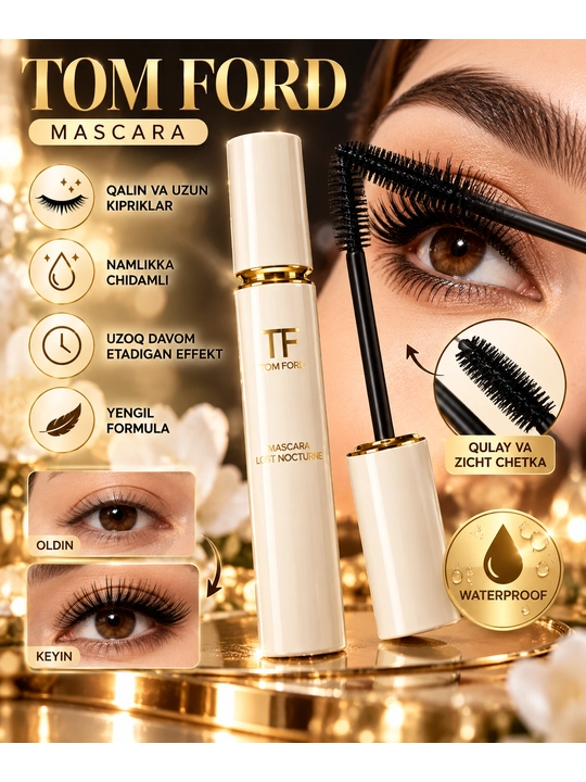 Tomford tush, Kiprik uchun tush, uzaytiradi va hajm bag'ishlaydi, suvga chidamli - 