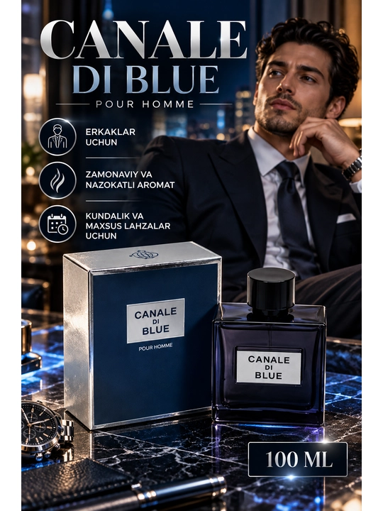 Parfyumlangan suv erkaklar uchun Canale Di Blue Fragrance World, 100 ml - 