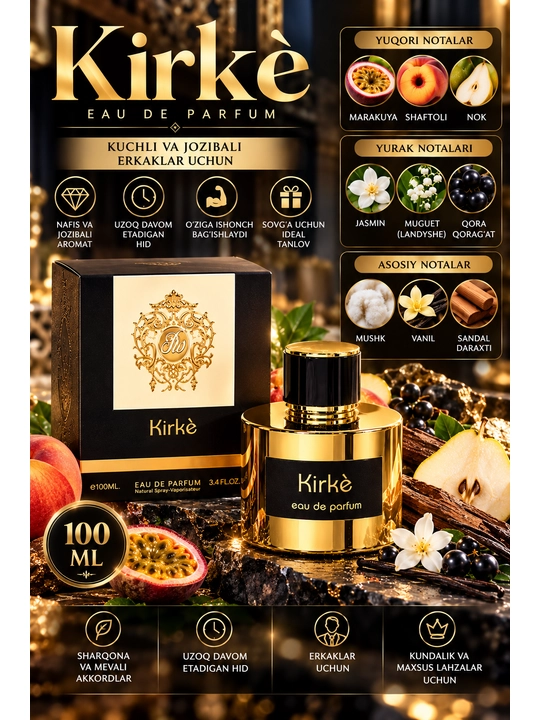 Erkaklar va ayollar uchun parfyum Kirke Fragrance, 100 ml