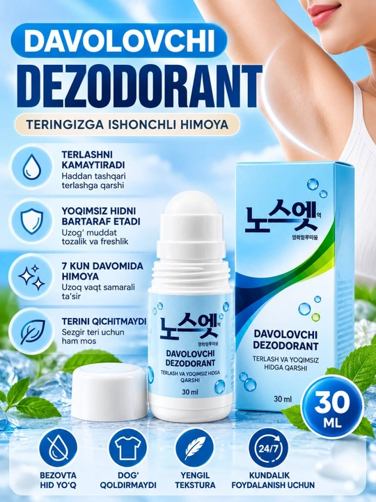 Корейский дезодорант No Sweat No Stress, против избыточного потоотделения, 30 мл
