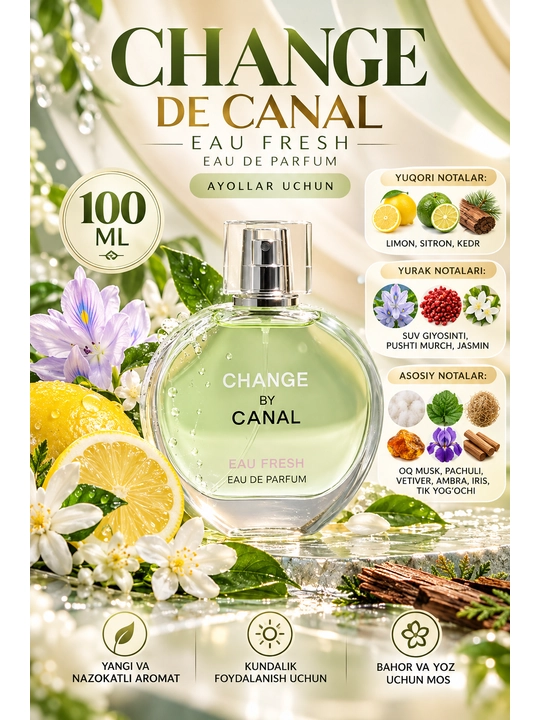 Change De Canal Eau Fresh ayollar uchun parfumlangan suvi, 100 ml - 