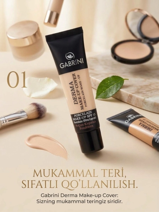 Matlovchi tonal kremi Gabrini Derma, makiyaj ostiga, SPF 15 - 