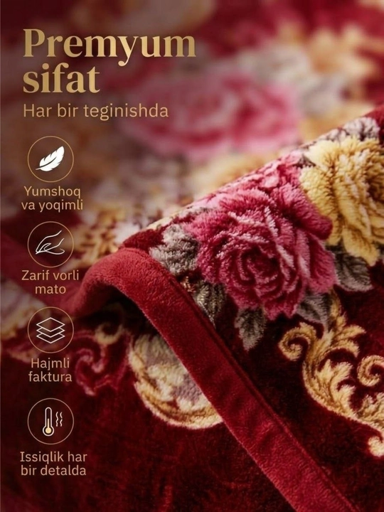 Adyol 150×200 sm, yumshoq va issiq pled, qalin yopinchiq, gul naqshli premium adyol