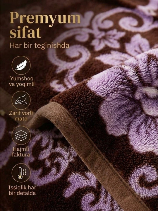 Adyol 150×200 sm, yumshoq va issiq pled, qalin yopinchiq, gul naqshli premium adyol
