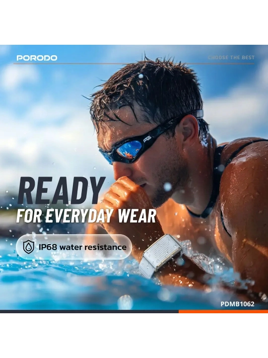 Porodo TrackFit X aqlli fitnes-bilaguzugi, AMOLED, IP68, Bluetooth 5.4, 120+ sport rejimi