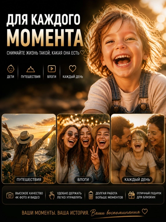 Детский цифровой ретро-фотоаппарат с картой памяти, HD4K, 8-кратный зум