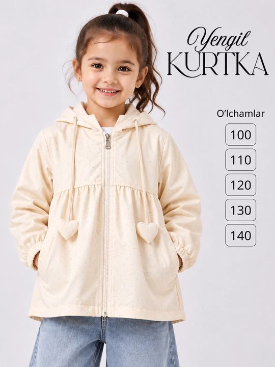 Куртка для девочек, ветровка с капюшоном, 3–7 лет, рост 100–140 см - 