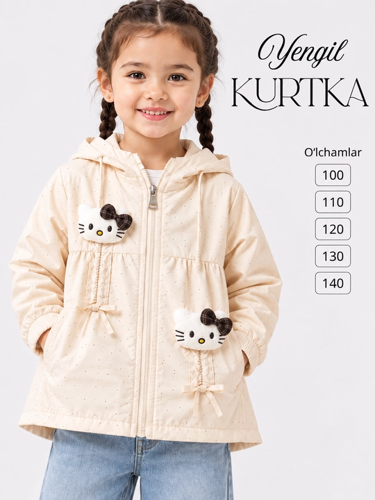 Куртка для девочек, ветровка с капюшоном, 3–7 лет, рост 100–140 см