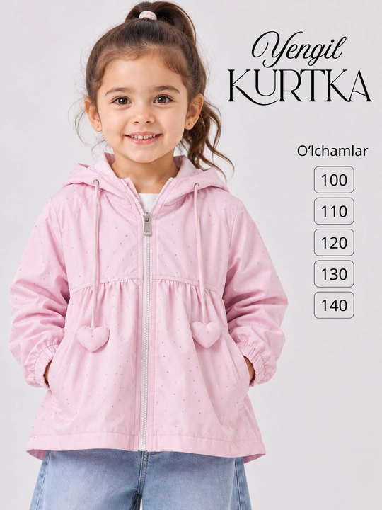 Куртка для девочек, ветровка с капюшоном, 3–7 лет, рост 100–140 см - 