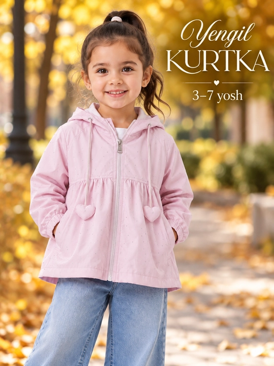 Куртка для девочек, ветровка с капюшоном, 3–7 лет, рост 100–140 см