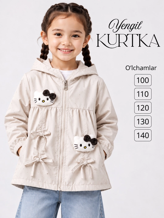 Куртка для девочек, ветровка с капюшоном, 3–7 лет, рост 100–140 см