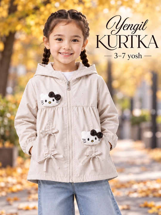 Куртка для девочек, ветровка с капюшоном, 3–7 лет, рост 100–140 см - 