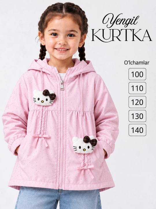 Куртка для девочек, ветровка с капюшоном, 3–7 лет, рост 100–140 см