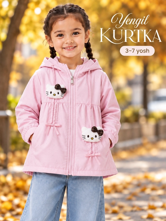 Куртка для девочек, ветровка с капюшоном, 3–7 лет, рост 100–140 см - 