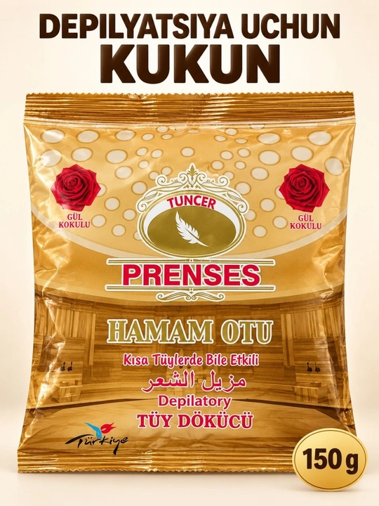 Depilyatsiya uchun kukun Prenses Hamam Otu, tuklarni olib tashlash uchun vosita - 