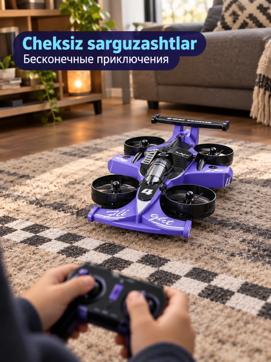 Pultli dron va transformer mashina, radio boshqariladigan kvadrakopter, 14+