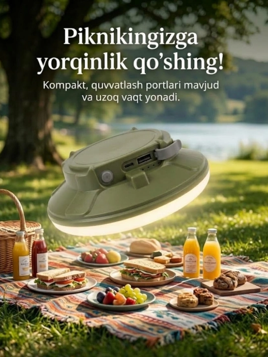 Кемпинговый светильник 100 Вт с  10800–11400 мА·ч, функцией Power Bank и зарядкой Type-C - 