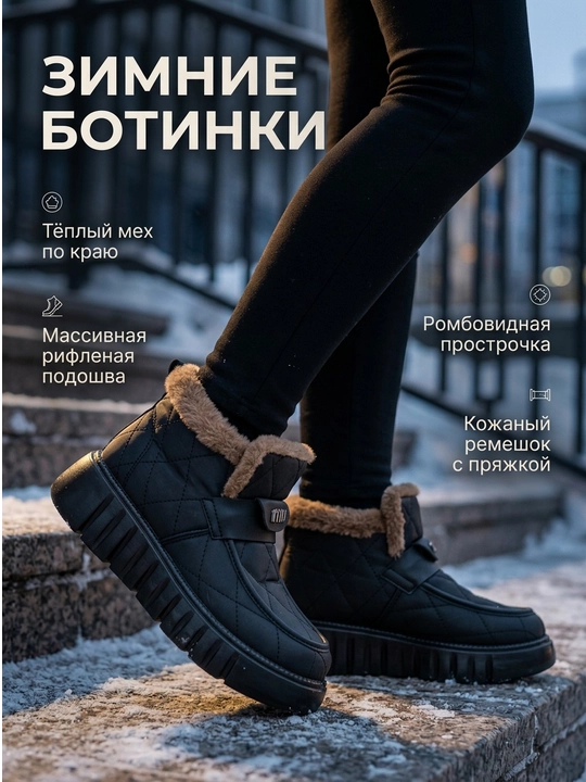 Ботинки женские ZWALK FurVault повседневные теплые и легкие - 