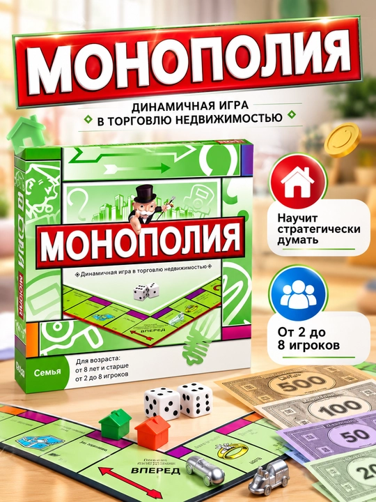 Игрушка настольная Монополия экономическая игра для семьи