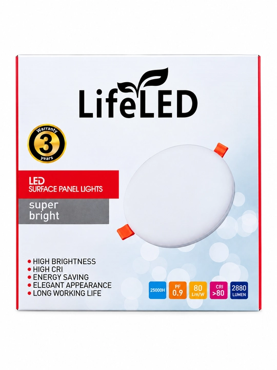 LED chiroq dumaloq panel LifeLED 36 W, 4000 K, 2880 lm, shift uchun yoritgich