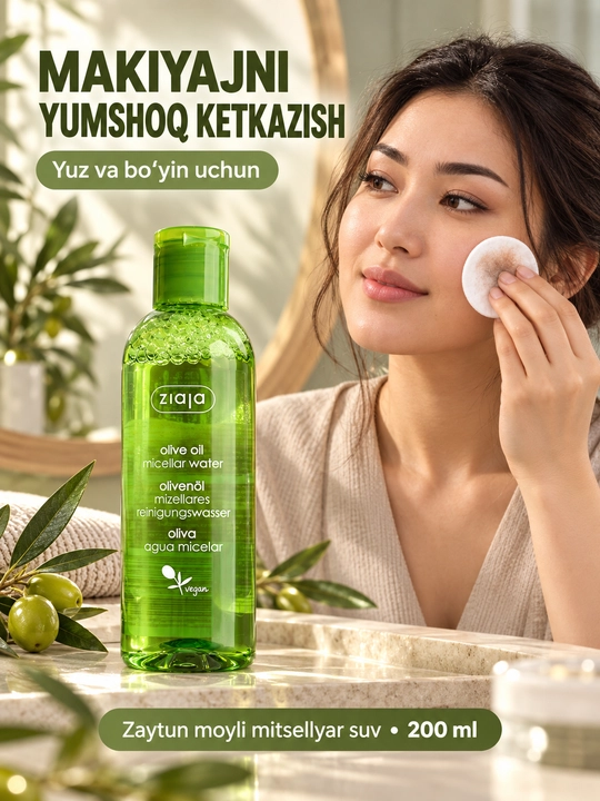 Mitsellyar suv Ziaja zaytun moyli, makiyajni ketkazish uchun, 200 ml