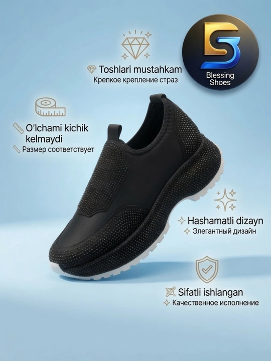 Слипоны женские со стразами на платформе, мягкие слипоны, 36-40