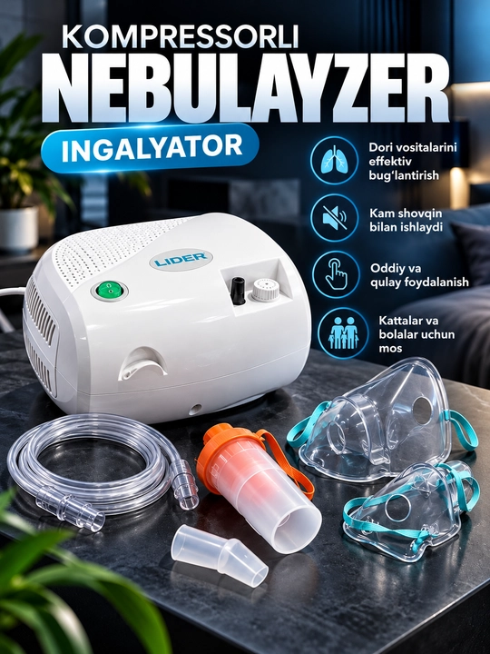 LIDER JK-20 kompressorli ingalyator (nebulayzer) bolalar va kattalar uchun