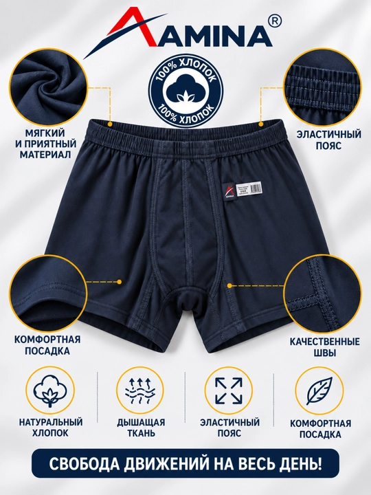 Ichki kiyim, erkaklar uchun trusiklar, 100% paxtali ichki kiyim to'plamda 2 dona