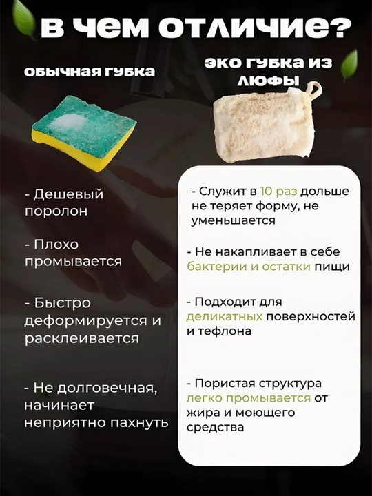 Idishlar uchun loofa shimgichi, 2 dona to'plam. Idishlar uchun loofa