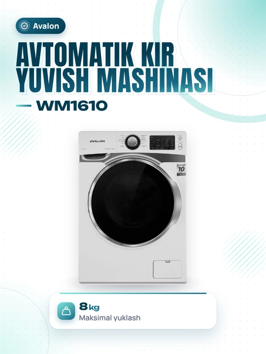 Avtomatik kir yuvish mashinasi AVALON AVL WM 1610, 8 kg, oq