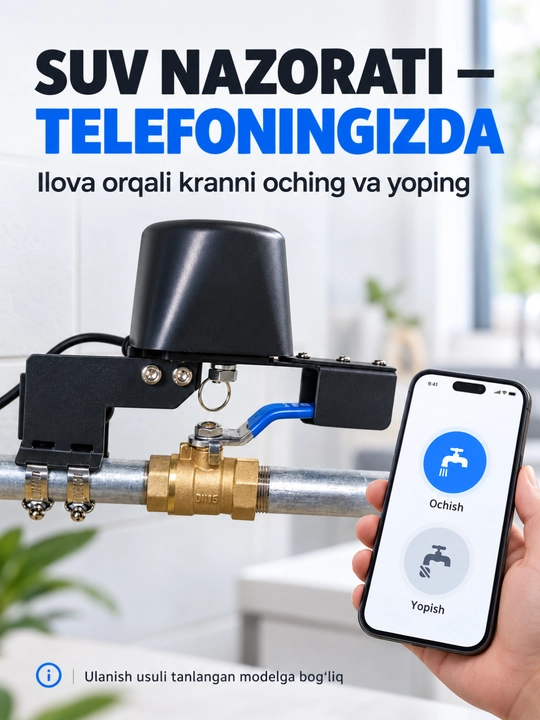 Kran uchun aqlli elektr yuritma, suvni masofadan ochish va yopish qurilmasi